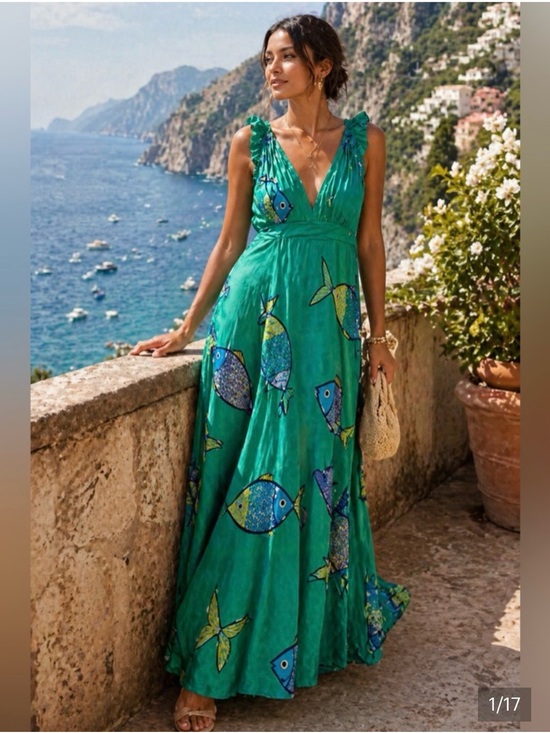 Anthropologie Dresses & Skirts - Silk Maxi dress schools out fish print from Anthropologie